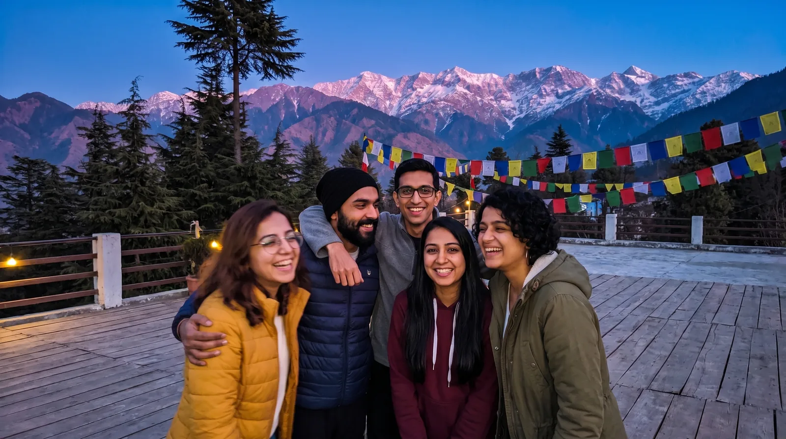 Dharamkot & Triund: Rooftop at dusk, McLeod Ganj