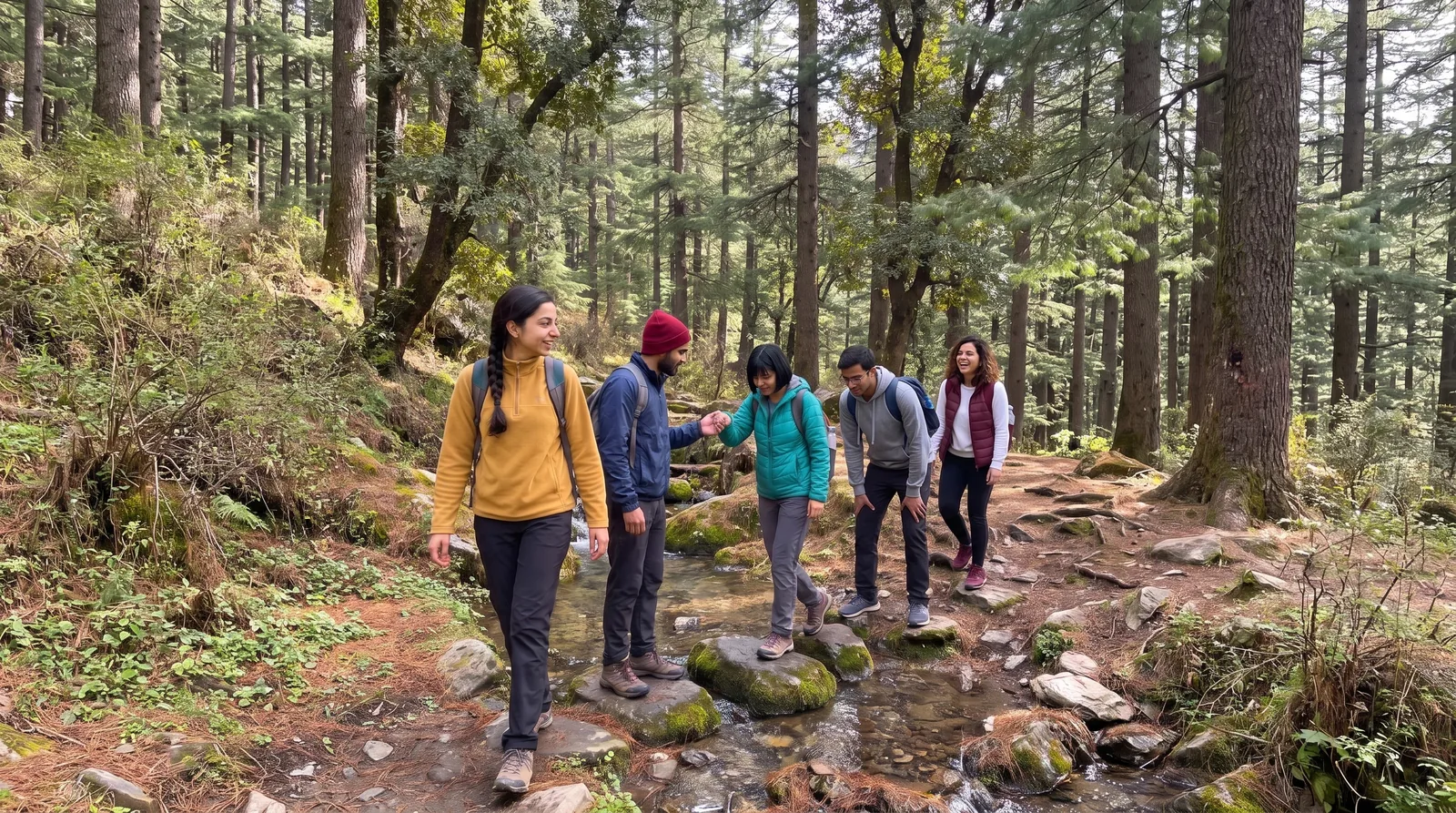 Kasol & Kheerganga: Stream crossing on the Kheerganga trail