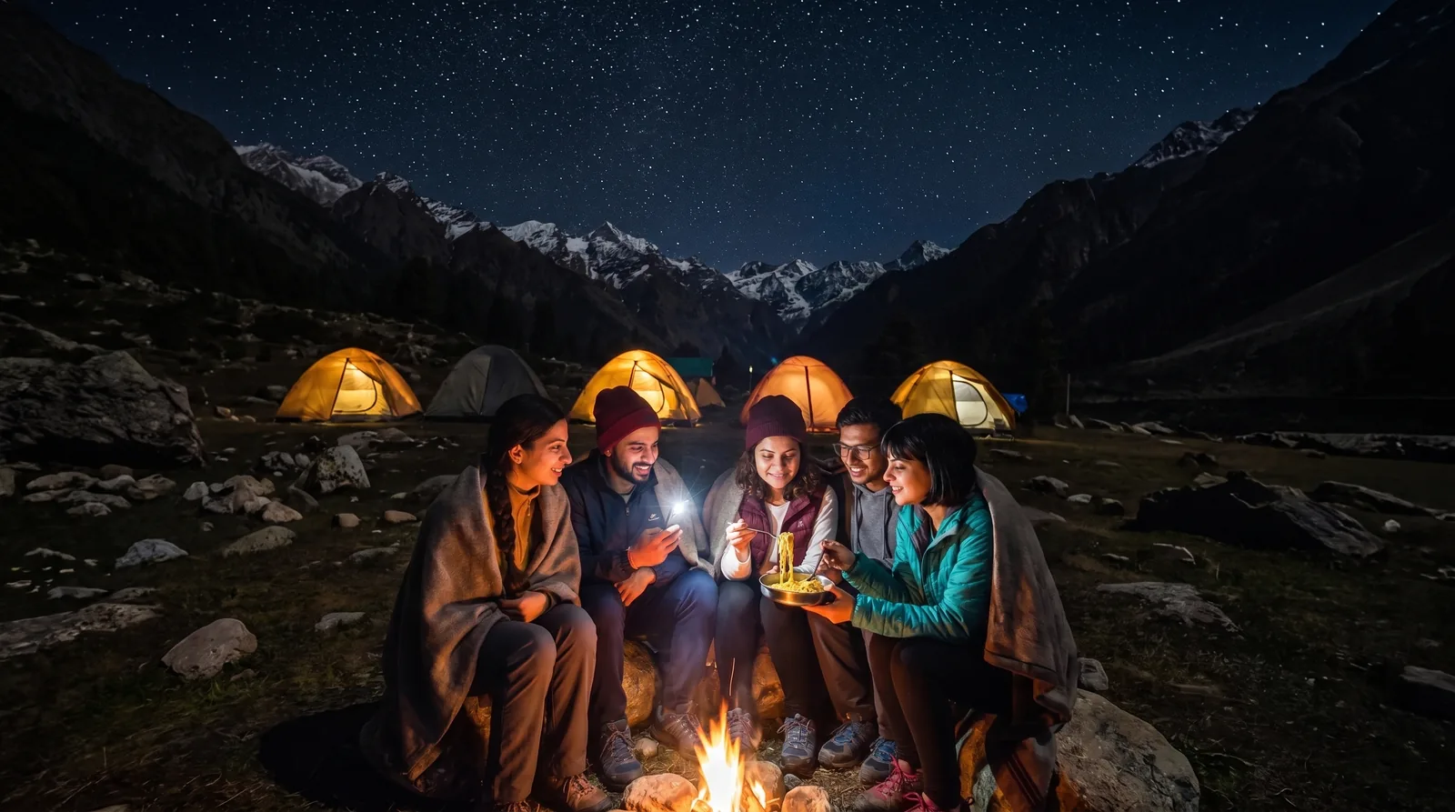 Kasol & Kheerganga: Night at the meadow camp