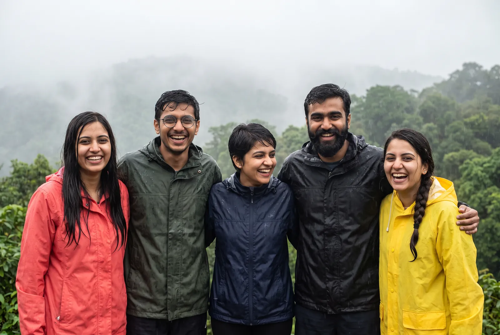 Meghalaya: The group in the rain