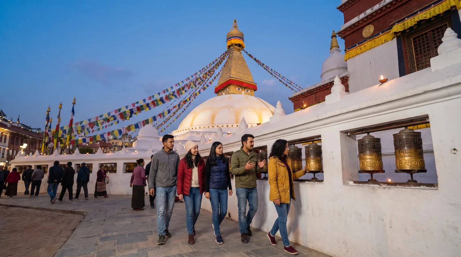 Nepal: Boudhanath at dusk