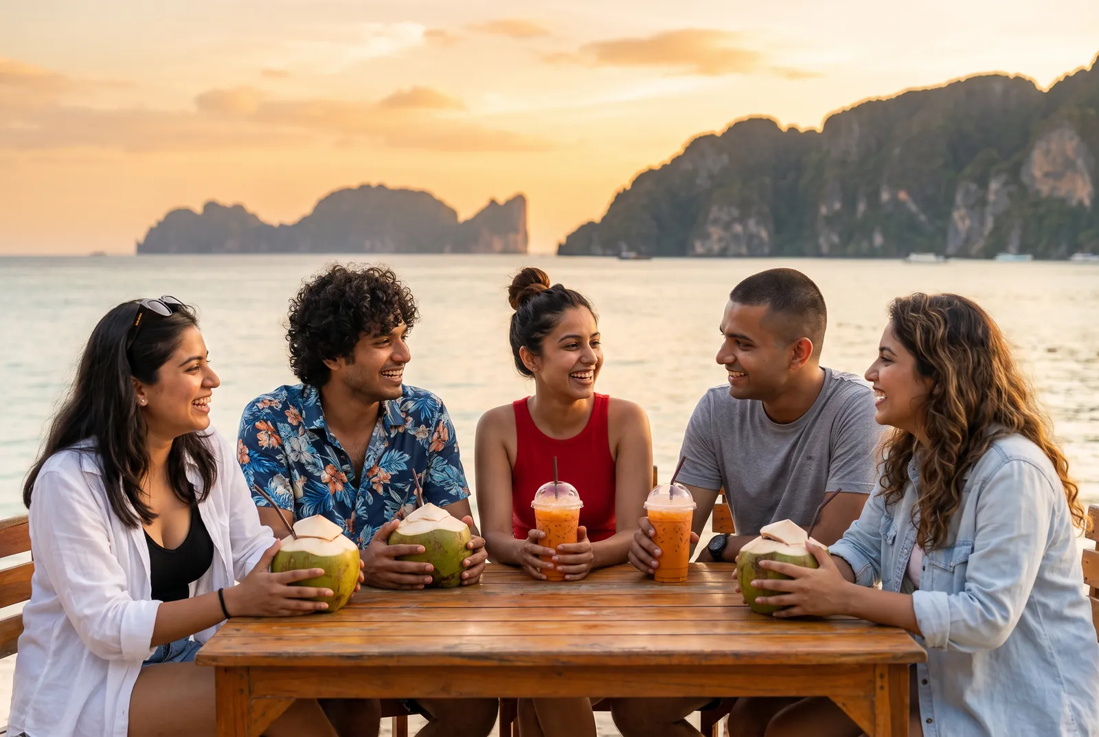Thailand: Coconuts at sunset