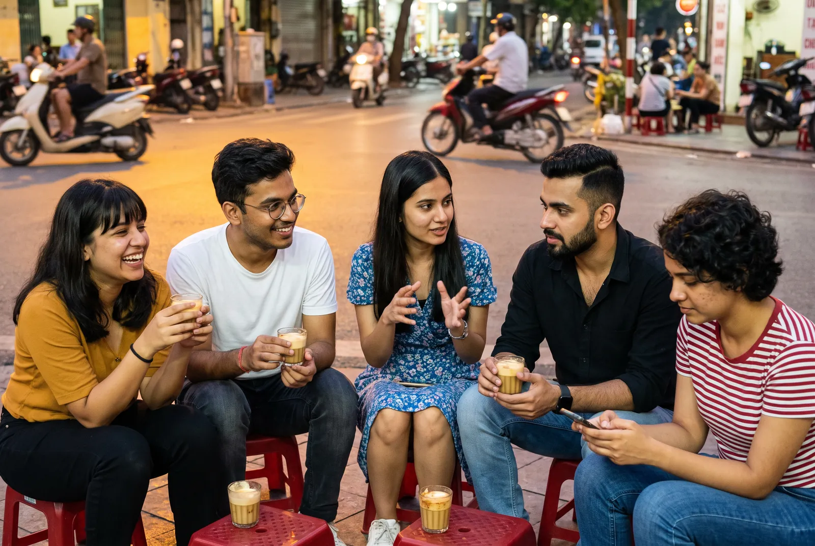 Vietnam: Coffee on the kerb, Hanoi